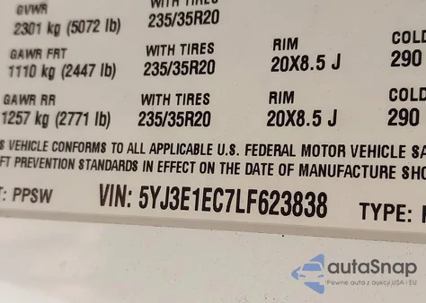 2020 Tesla Model 3 Performance Dual Motor All-Wheel Drive from USA, damaged, VIN 5YJ3E1EC7LF623838
